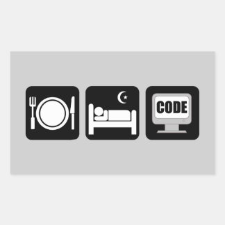 eat sleep code rectangular sticker