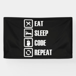Eat Sleep Code Repeat Coding Programming Engineer Banner