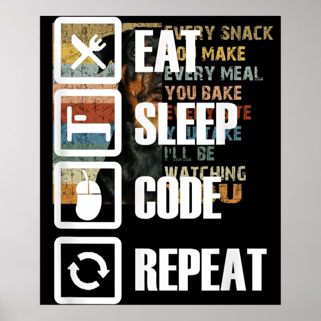 Eat Sleep Code Repeat Coding Programming Engineer Poster (Front)