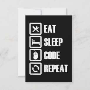 Eat Sleep Code Repeat Coding Programming Engineer RSVP Card