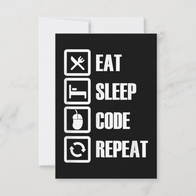 Eat Sleep Code Repeat Coding Programming Engineer RSVP Card (Front)