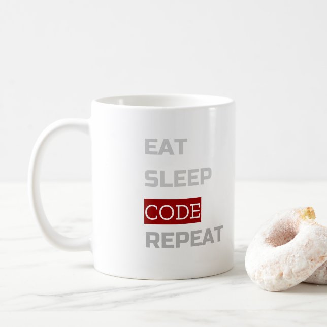 Eat Sleep CODE Repeat Coffee Mug (With Donut)