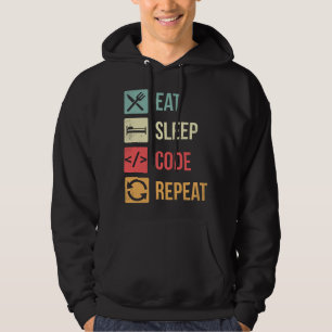 Eat Sleep Code Repeat Funny Coding Programmer Appa Hoodie