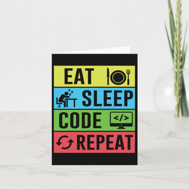 Eat Sleep Code Repeat Funny Programming Back To Sc Card (Front)