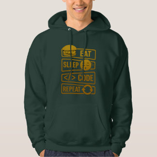 Eat Sleep Code Repeat – Gold Tech Lifestyle Design Hoodie