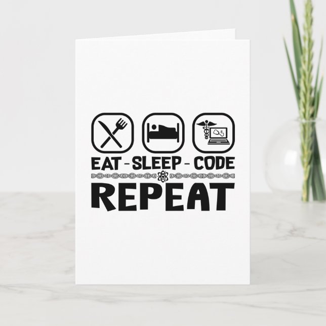 Eat Sleep Code Repeat Medical Coder Coding Gift Card (Front)