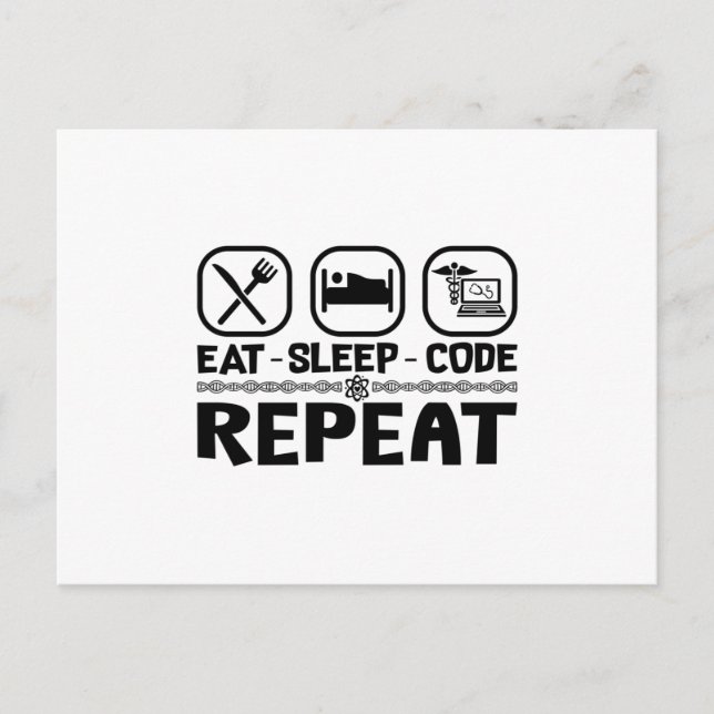Eat Sleep Code Repeat Medical Coder Coding Gift Postcard (Front)