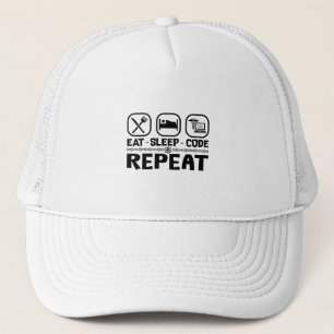 Eat Sleep Code Repeat Medical Coder Coding Gift Trucker Hat