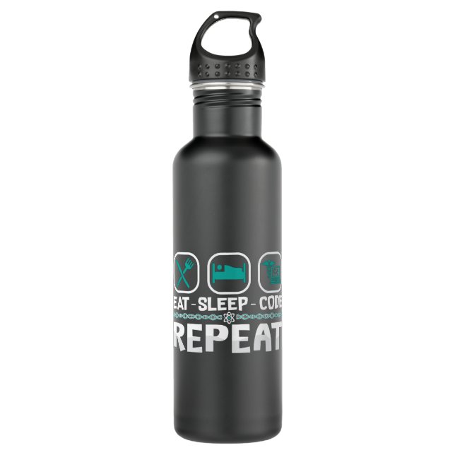Eat Sleep Code Repeat Medical Coder ICD Coding 710 Ml Water Bottle (Front)