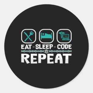 Eat Sleep Code Repeat Medical Coder ICD Coding Classic Round Sticker