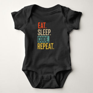 Eat Sleep code Repeat retro vintage colours Baby Bodysuit