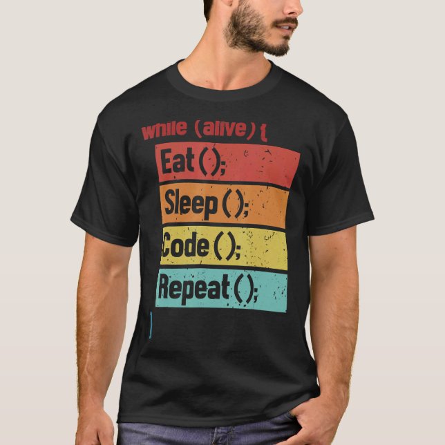 Eat Sleep Code Repeat Software Developer It Tech 1 T-Shirt (Front)
