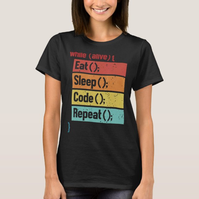 Eat Sleep Code Repeat Software Developer It Tech 1 T-Shirt (Front)