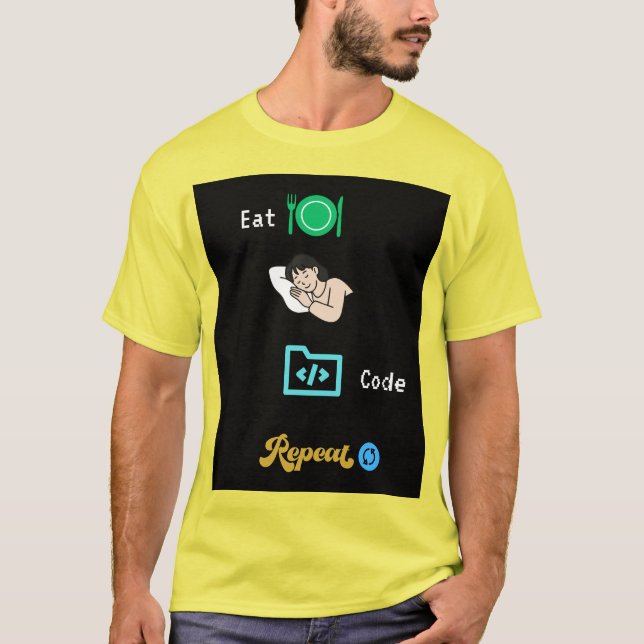 Eat Sleep Code Repeat T-Shirt - Funny Programmer G (Front)