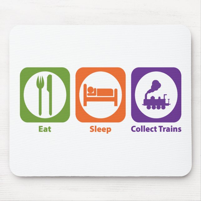 Eat Sleep Collect Trains Mouse Mat (Front)