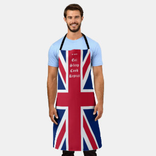 Eat Sleep Cook Repeat Union Jack Custom Name Apron