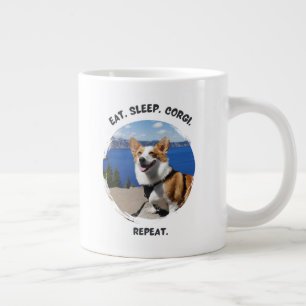 'Eat. Sleep. Corgi. Repeat.' Customisable Photo Large Coffee Mug