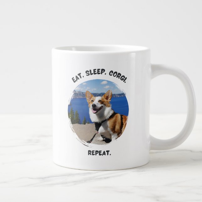 'Eat. Sleep. Corgi. Repeat.' Customisable Photo  Large Coffee Mug (Right)