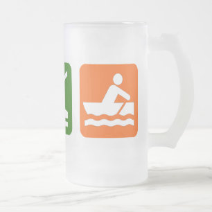 Eat Sleep Crewing Frosted Glass Beer Mug