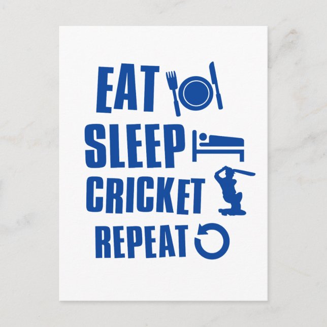 Eat sleep Cricket Postcard (Front)