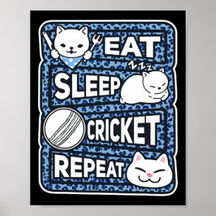 Eat Sleep Cricket Repeat Boys Girl Kids Cricket Lo Poster