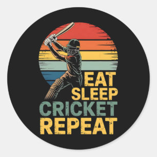Eat Sleep Cricket Repeat Cricket Quote Classic Round Sticker