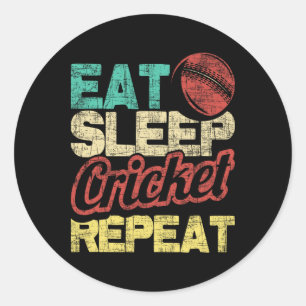 Eat Sleep Cricket Repeat - Cricketer Tsman Tting B Classic Round Sticker