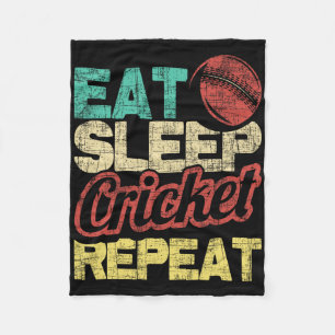 Eat Sleep Cricket Repeat - Cricketer Tsman Tting B Fleece Blanket