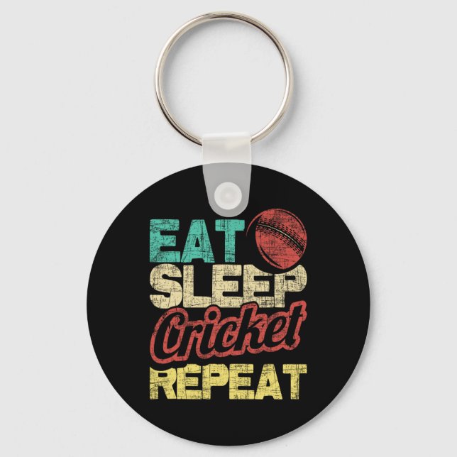 Eat Sleep Cricket Repeat - Cricketer Tsman Tting B Key Ring (Front)