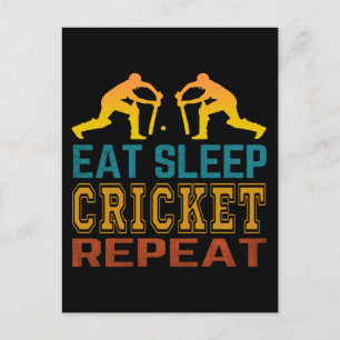 Eat Sleep Cricket Repeat Postcard
