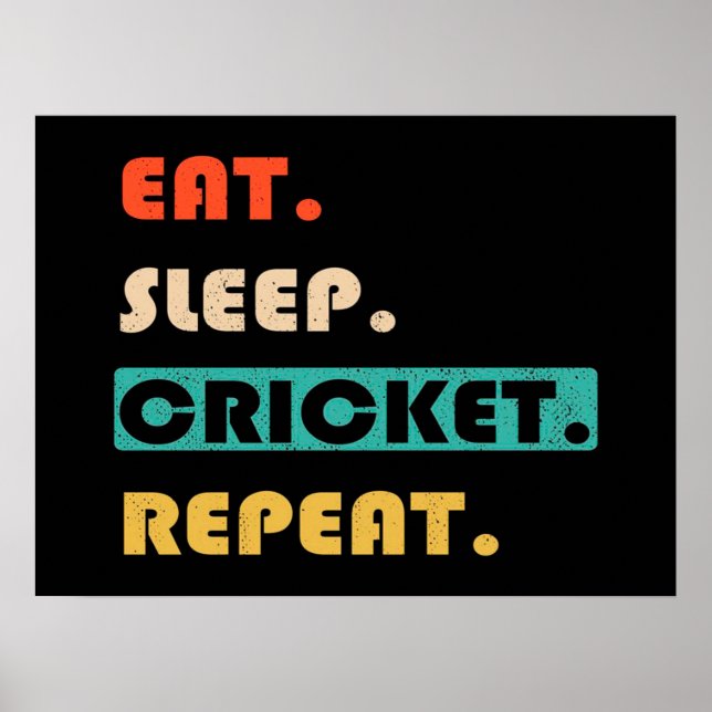 Eat Sleep Cricket Repeat Poster (Front)