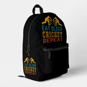 Eat Sleep Cricket Repeat Printed Backpack