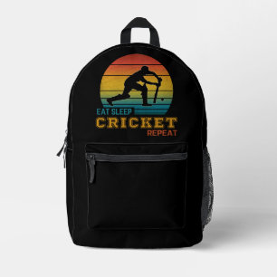 Eat Sleep Cricket Repeat Printed Backpack