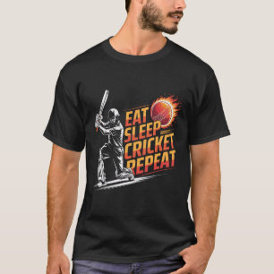 Eat Sleep Cricket Repeat Sports Lover Cricket Fan T-Shirt