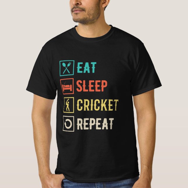Eat Sleep Cricket Repeat T-Shirt (Front)