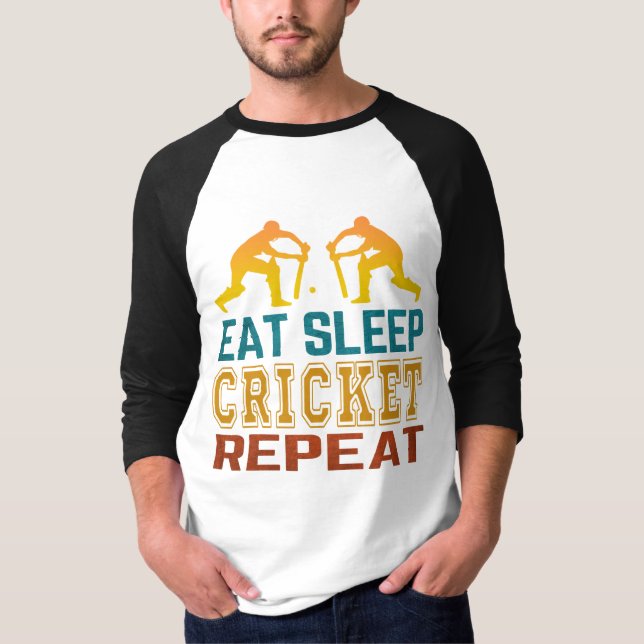 Eat Sleep Cricket Repeat T-Shirt (Front)