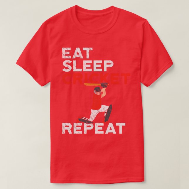 Eat Sleep Cricket Repeat T-Shirt (Design Front)
