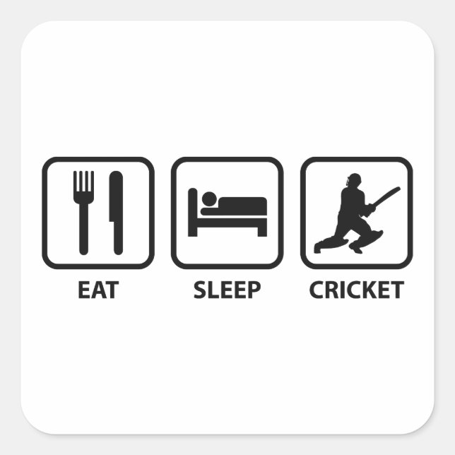 Eat Sleep Cricket Square Sticker (Front)