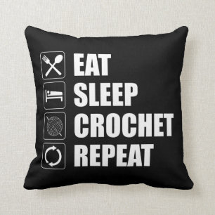 Eat Sleep Crochet Repeat Cushion