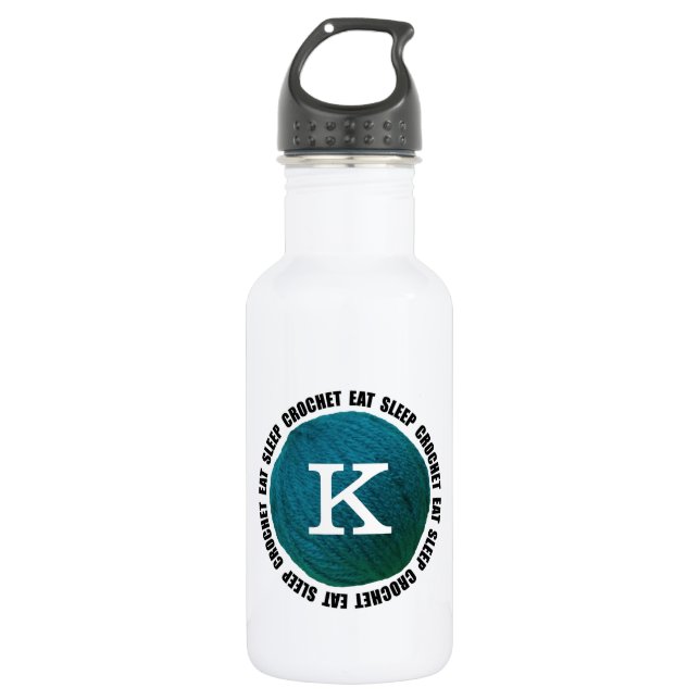 Eat Sleep Crochet • Yarn Monogram 532 Ml Water Bottle (Front)