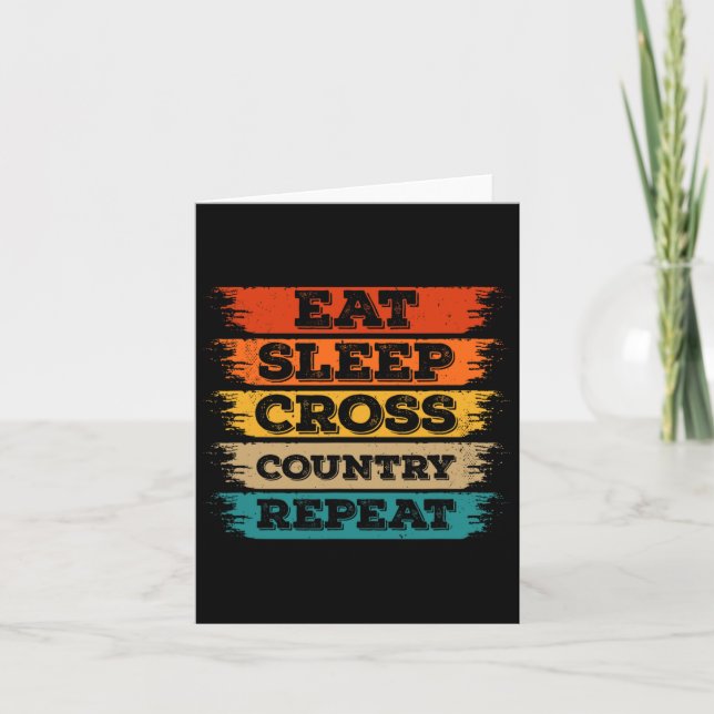 Eat Sleep Cross Country Repeat Skier Winter Sports Card (Front)
