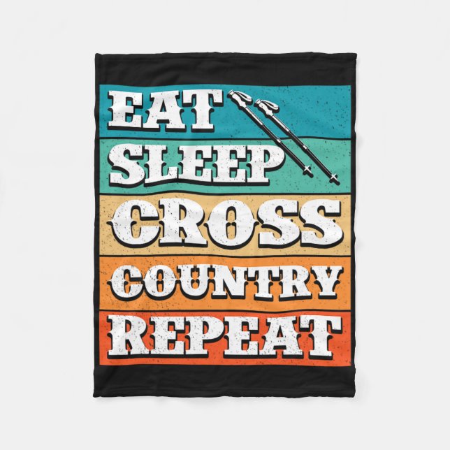 Eat Sleep Cross Country Repeat Skier Winter Sports Fleece Blanket (Front)