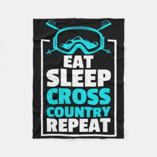 Eat Sleep Cross Country Repeat Skier Winter Sports Fleece Blanket