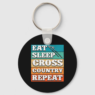 Eat Sleep Cross Country Repeat Skier Winter Sports Key Ring