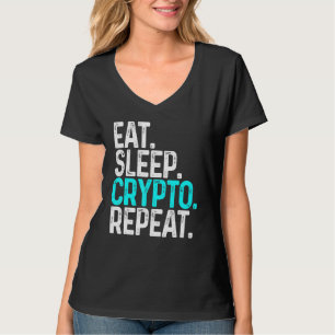 Eat Sleep Crypto Repeat Funny Cryptocurrency Block T-Shirt