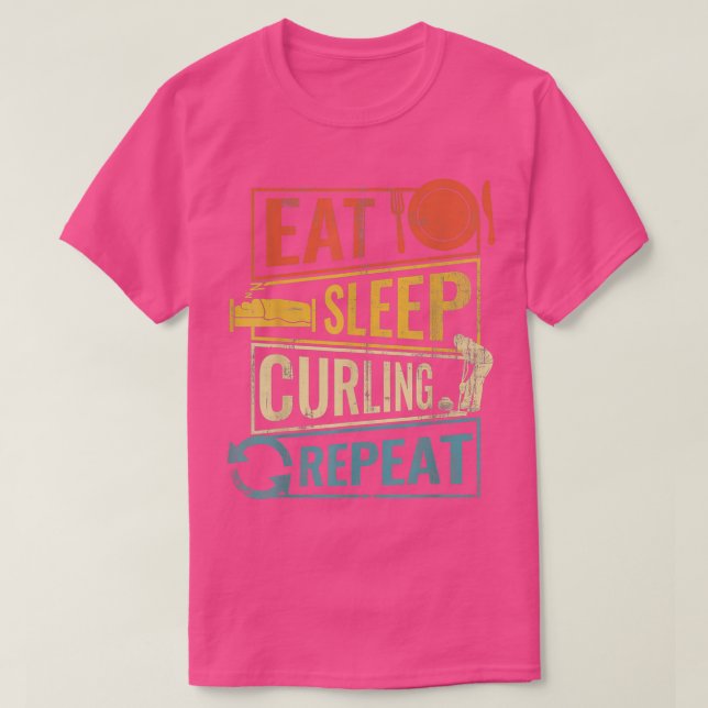 Eat Sleep Curling Repeat 5 T-Shirt (Design Front)