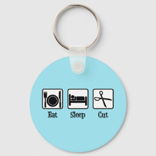 Eat Sleep Cut Hair Key Ring