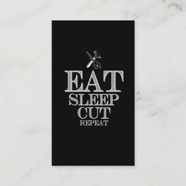 Eat Sleep Cut Repeat - Barber and Straight Razor Business Card (Front)