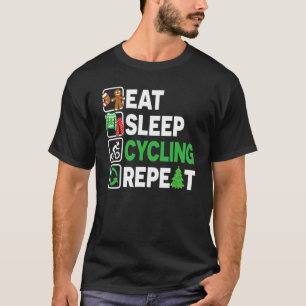 Eat Sleep Cycling Repeat Christmas Pajama  Men Wom T-Shirt