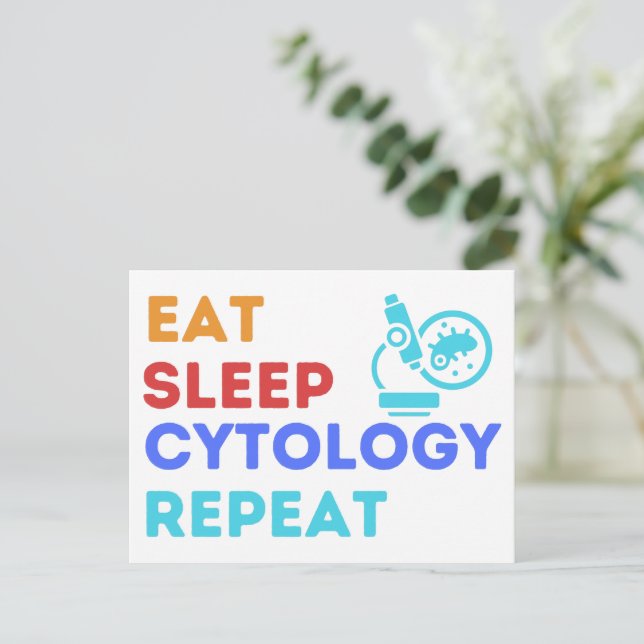 EAT SLEEP CYTOLOGY REPEAT - #lablife   Postcard (Standing Front)